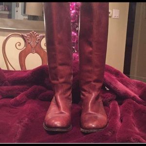 Tall cognac colored Frye boots